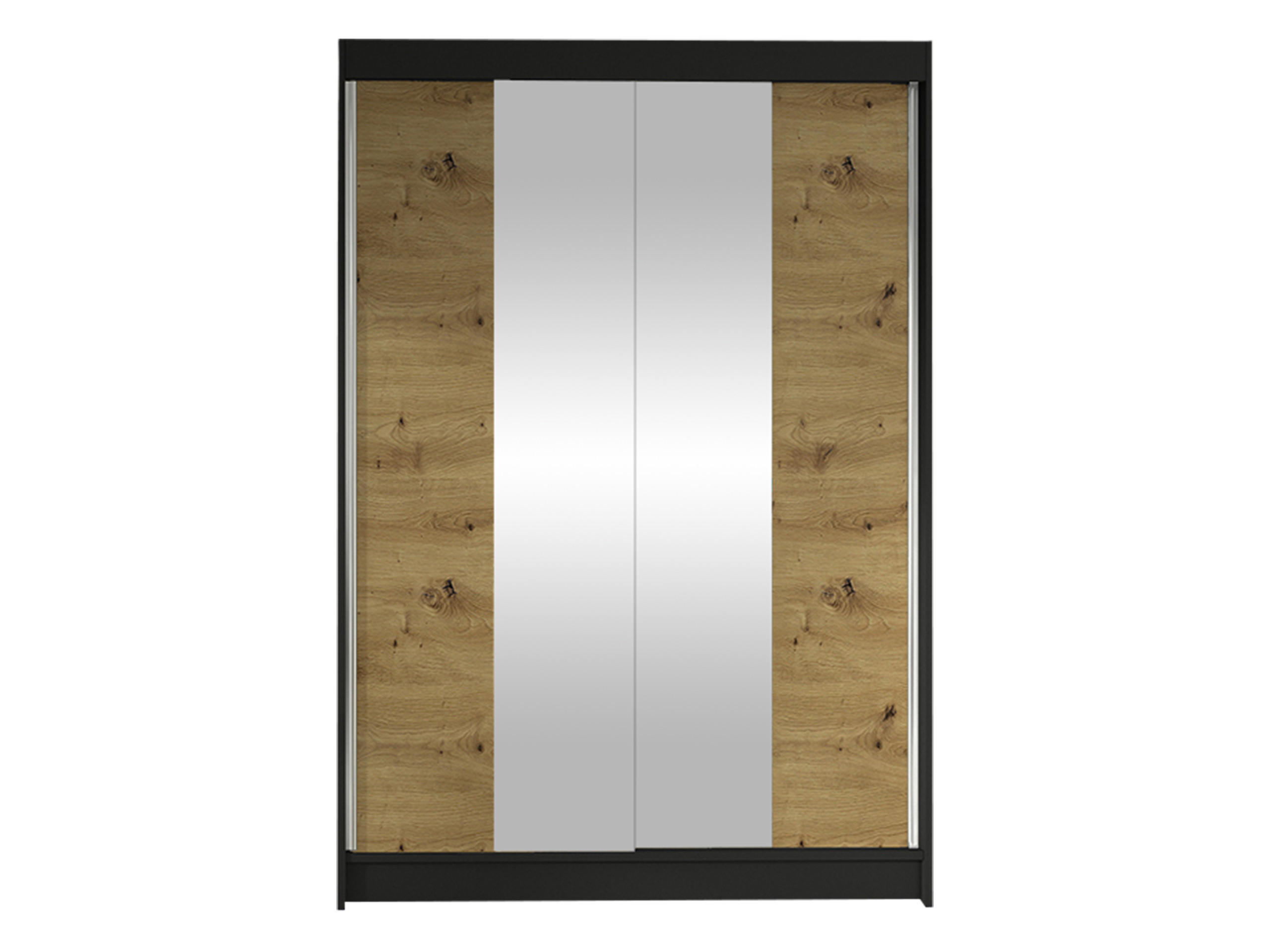 SCHWEBETÜRENSCHRANK Lino II - Schwarz/Eiche Artisan, Holzwerkstoff/Metall (120/200/58cm) - MIRJAN24