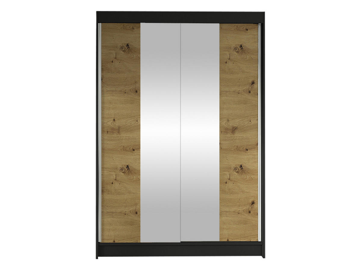 SCHWEBETÜRENSCHRANK Lino II - Schwarz/Eiche Artisan, Holzwerkstoff/Metall (120/200/58cm) - MIRJAN24