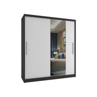 SCHWEBETÜRENSCHRANK Verona MSE, Schwarz/Weiß Matt, 133 cm, mit Spiegel - Weiß, Holz (133/216/60cm) - B BELINI GROUP