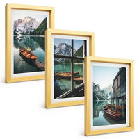 BILDER SET 3er Set - 20x30 cm Goldrahmen - Bootshaus am Bergsee - Goldfarben, Kunststoff (20/30cm) - TULUP