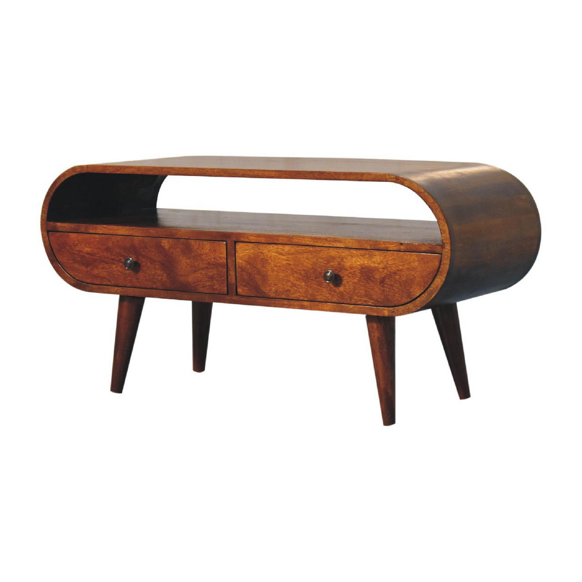 TV-ELEMENT mit Kastanienholz-Finish - Kastanienfarben/Messingfarben, Holz/Metall (90/45/35cm) - Artisan Furniture