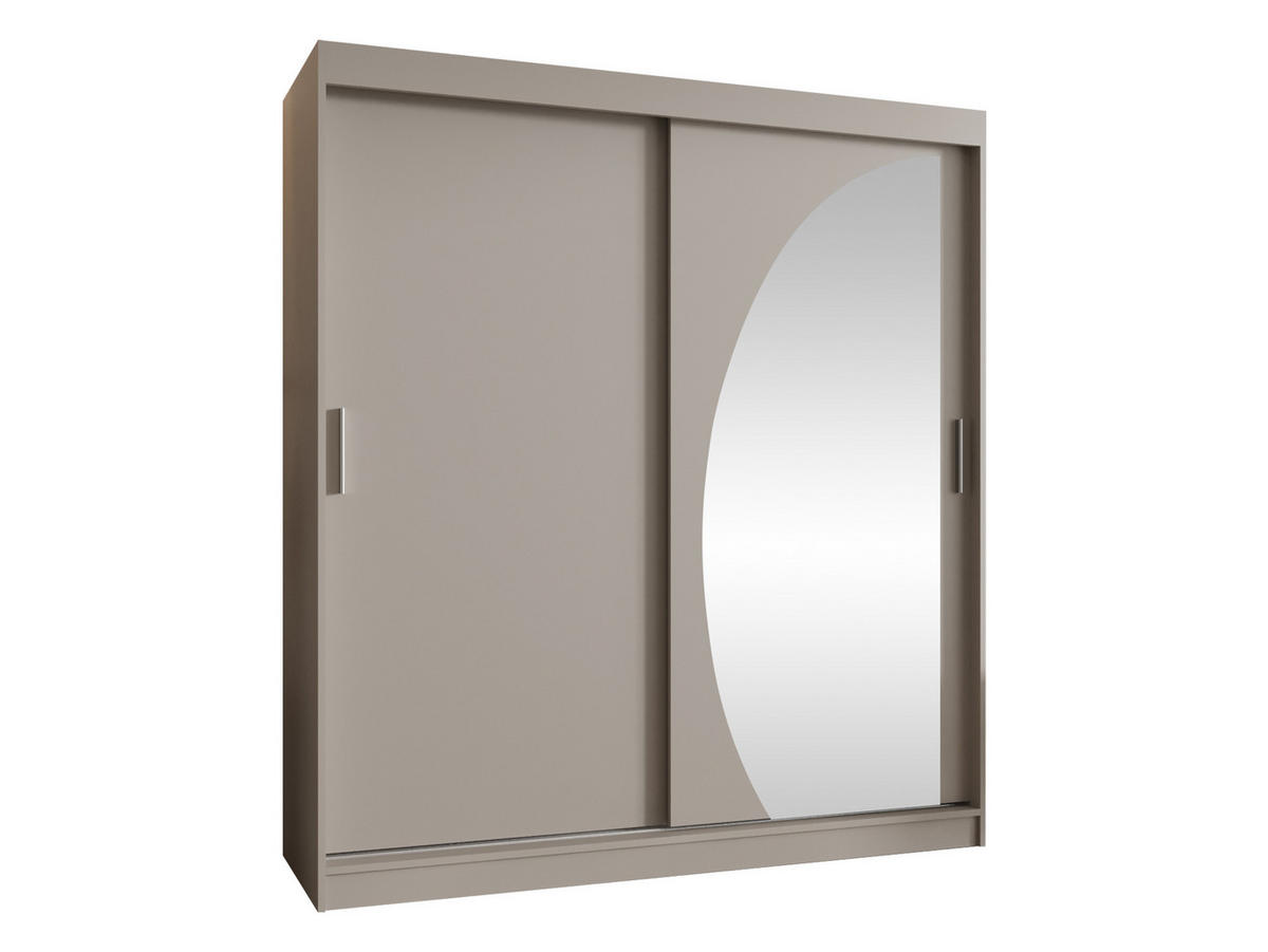 SCHWEBETÜRENSCHRANK Wika 180 cm mit Schubladen - Kaschmir/Silberfarben, Holzwerkstoff/Kunststoff (180/200/62cm) - MIRJAN24