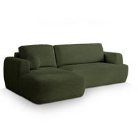 ECKSOFA SENTI N L-S Grün Boucle-Stoff mit Schlaffunktion - Grün, Holz (246/148cm) - MASSENO