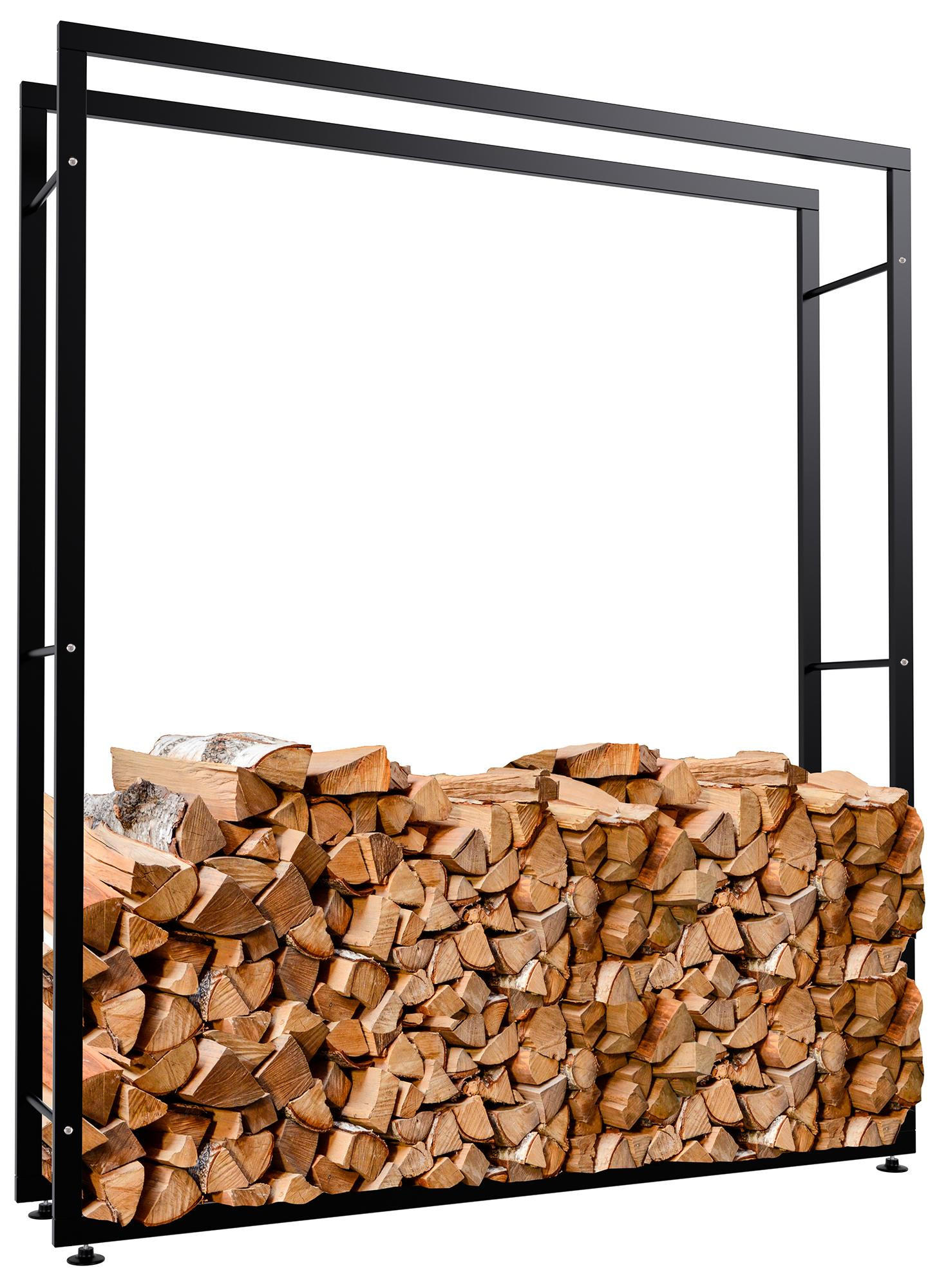 KAMINHOLZREGAL 150/25/175 cm Metall schwarz - Schwarz, Metall (150/175/25cm) - CLP