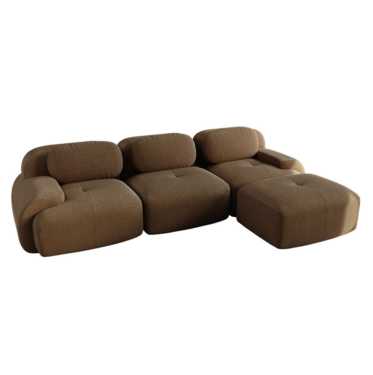 SOFA modular Ecksofa rahmenlos Cord Brown 4-tlg. - Braun, Kunststoff (178/298.1cm) - Meubliv