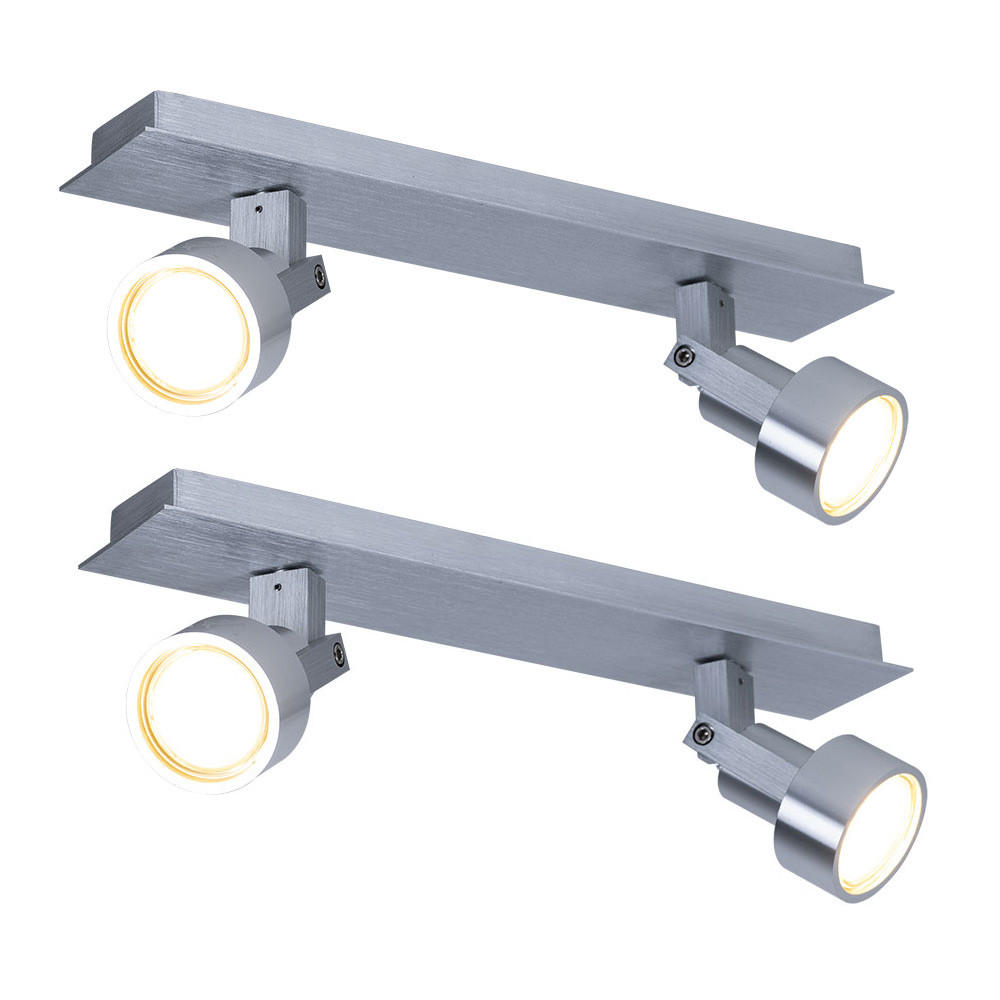 LED DECKENLEUCHTE Chrom Silber 2-flammig - Silberfarben, Metall (34/7/14cm) - Globo Lighting