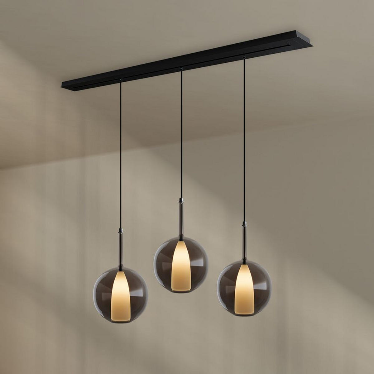 HÄNGELEUCHTE Belluna Rauch Ø 14/24cm - Grau, Glas (14/14/35cm) - s.luce