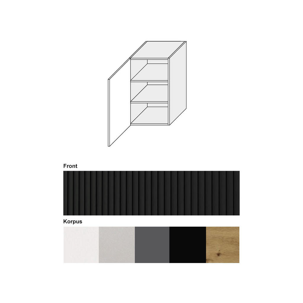 Thumbnail - Feldmann-Wohnen Hängeschrank, Schwarz, Weiß, Holz, 2 Fächer, Rechteckig, 45x72x32.5 cm, Küchen, Küchenmöbel, Küchenschrä...