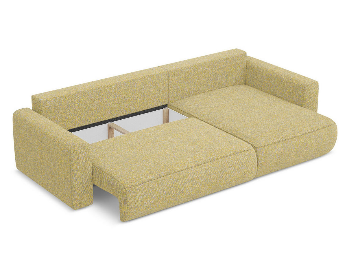 ECKSOFA mit Schlaffunktion Strukturstoff Stoff Gelb - Currygelb/Gelb, Kunststoff/Textil (278/149cm) - Makamii