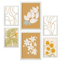 POSTER Set Mit 6 Flora Geht In Blume Zusammenfassung Ästhetische Dekorative Gemälde Für Ihr Wohnzimmer, Schlafzimmer, Zuhause A3 & A4 Weißer Rahmen - Weiß, Papier (29/3cm) - Nacnic