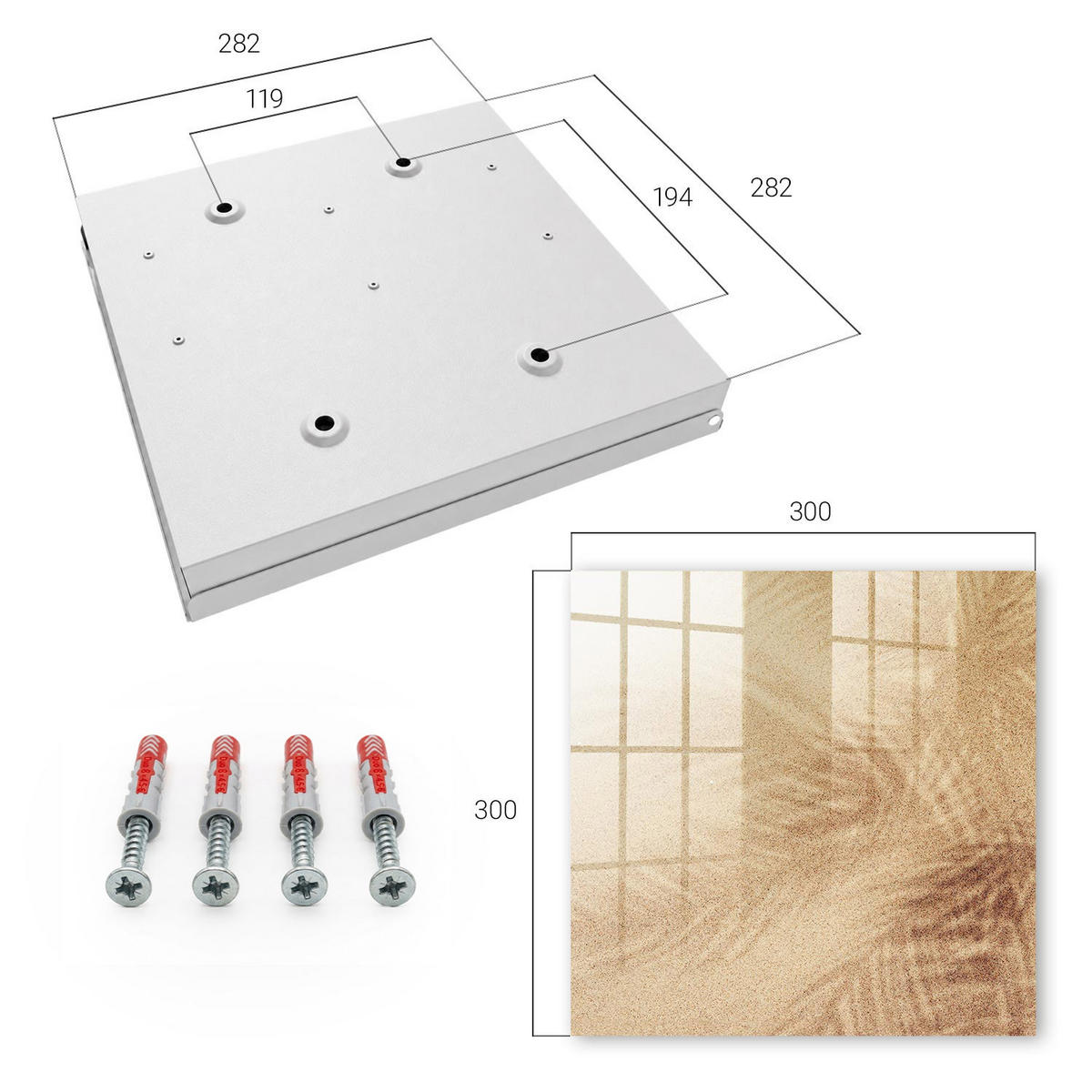 SCHLÜSSELBOX Weiß 30x30 cm – Türöffnung nach rechts - Schaumspuren - Beige, Metall (30/30/5cm) - TULUP