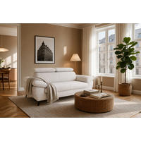 2,5-SITZER Karlstad Chenille Beige verstell. Kopfstützen B 194 cm - Creme, Kunststoff/Textil (194/84/100cm) - foamnova