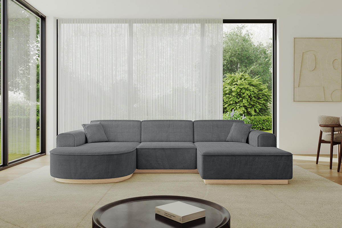 WOHNLANDSCHAFT ARRIO-U1 303x171x83 cm Dunkelgrau - Dunkelgrau, Holzwerkstoff/Textil (303/83/171cm) - ALTDECOR