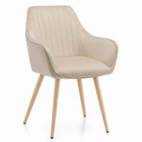 STUHL PASSO gepolstert mit Steppung - beige, Beine in Holzoptik - Samt Velours - Ecru/Eichefarben, Textil/Metall (58/87/60cm) - NEW HOME