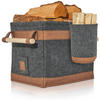 KAMINHOLZKORB FireMaster Duo 2er-Set Filz mit einhängbarem Zündholzkorb 42/32/35 cm - Dunkelgrau, Textil (32/35/42cm) - OAKAGE