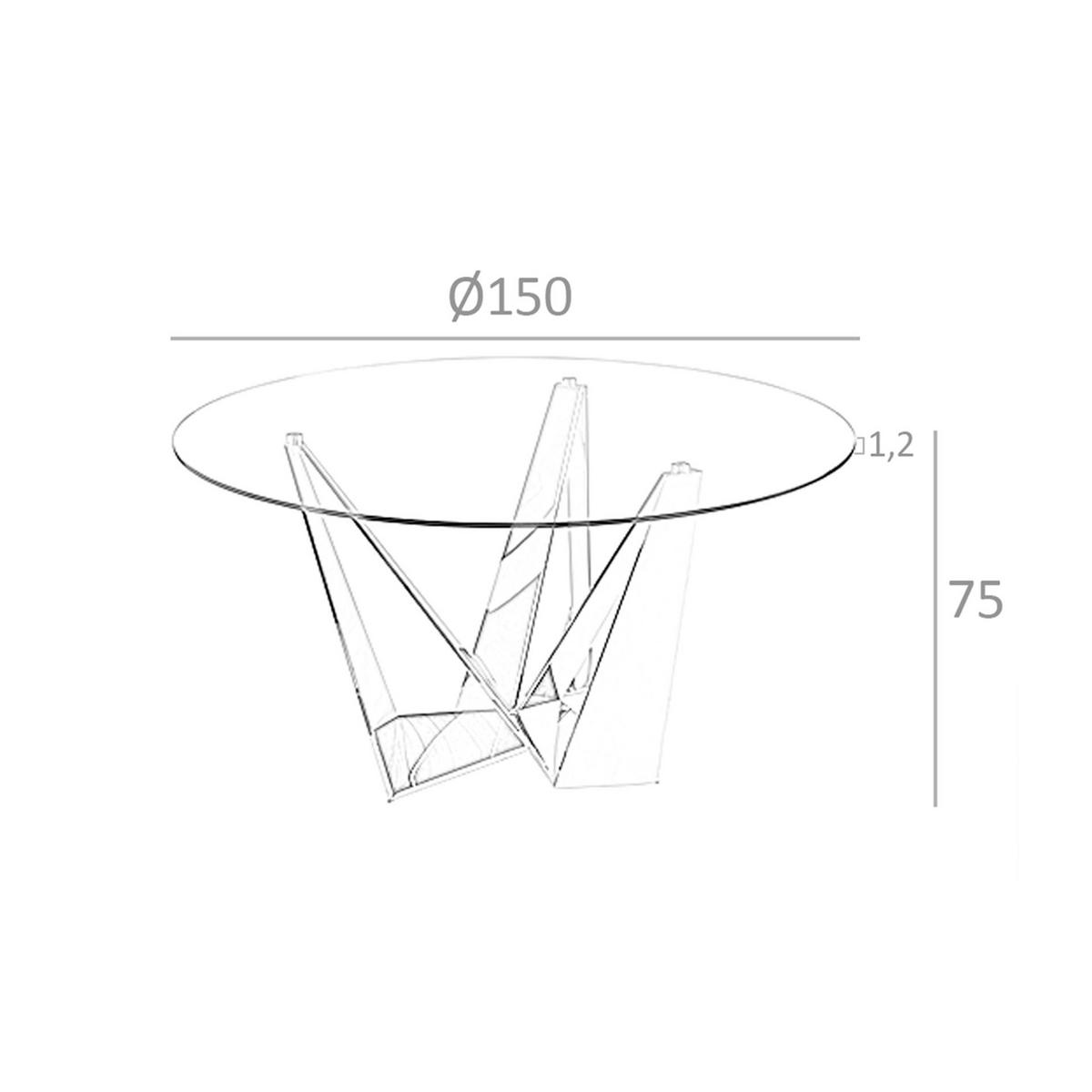 ESSTISCH Esstisch runde gehärtetes Glas aus schwarzer Stahl Ø150/75 cm - Transparent/Schwarz, Glas/Metall (150/150/75cm) - ANGEL CERDA