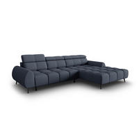 ELEKTRISCHES-ECKSOFA rechts Alyse aus strukturiertem Stoff dunkelblau 5 Sitzplätze - Dunkelblau, Textil (188/295cm) - Micadoni