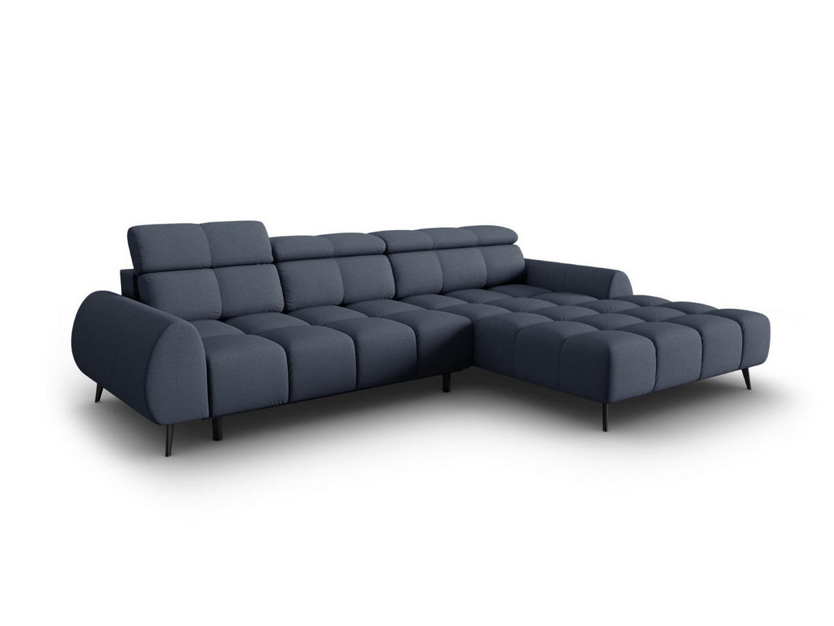ELEKTRISCHES-ECKSOFA rechts Alyse aus strukturiertem Stoff dunkelblau 5 Sitzplätze - Dunkelblau, Textil (188/295cm) - Micadoni