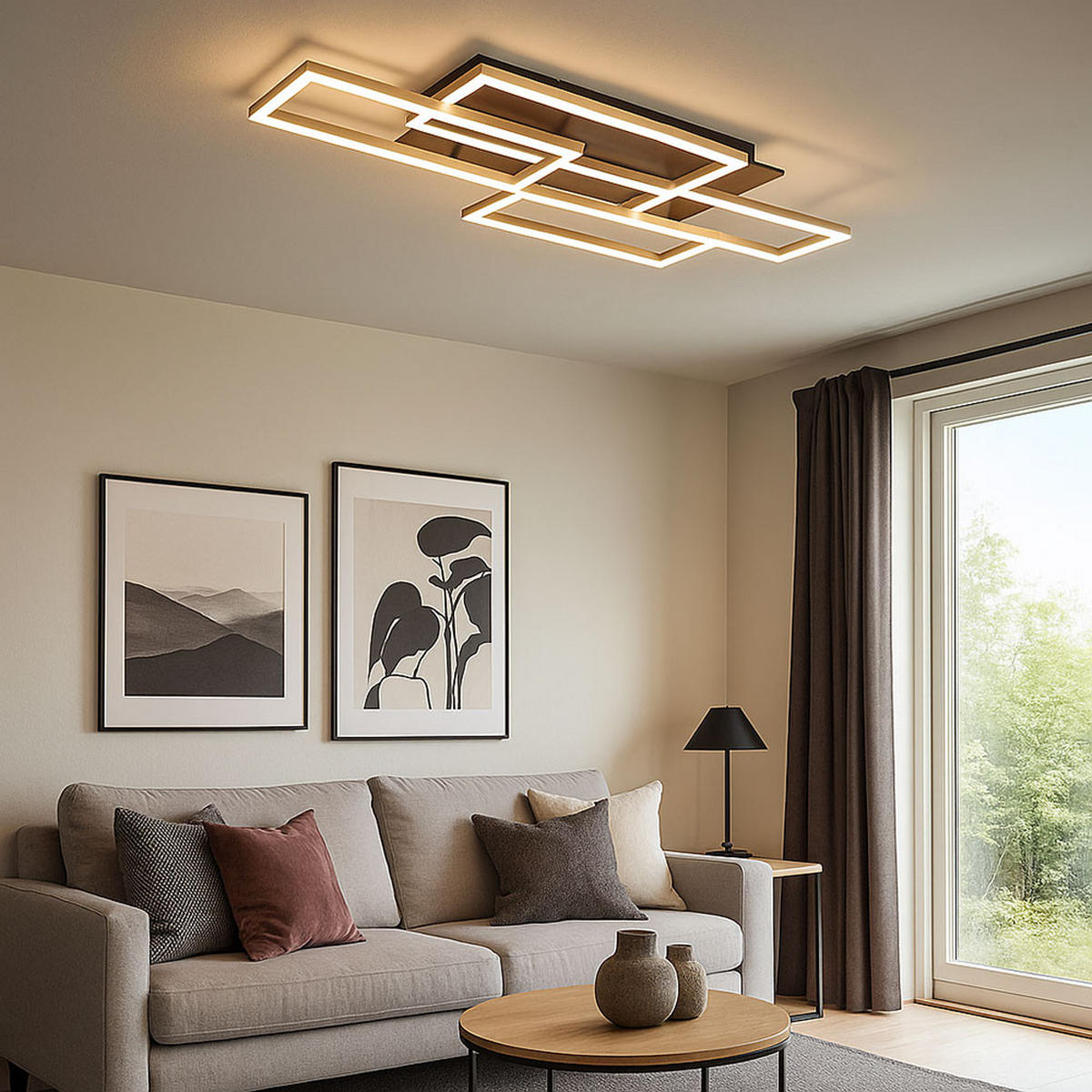 LED DECKENLEUCHTE JEFFRY Anthrazit - Anthrazit, Metall (87.5/32.5/7.5cm) - Globo Lighting