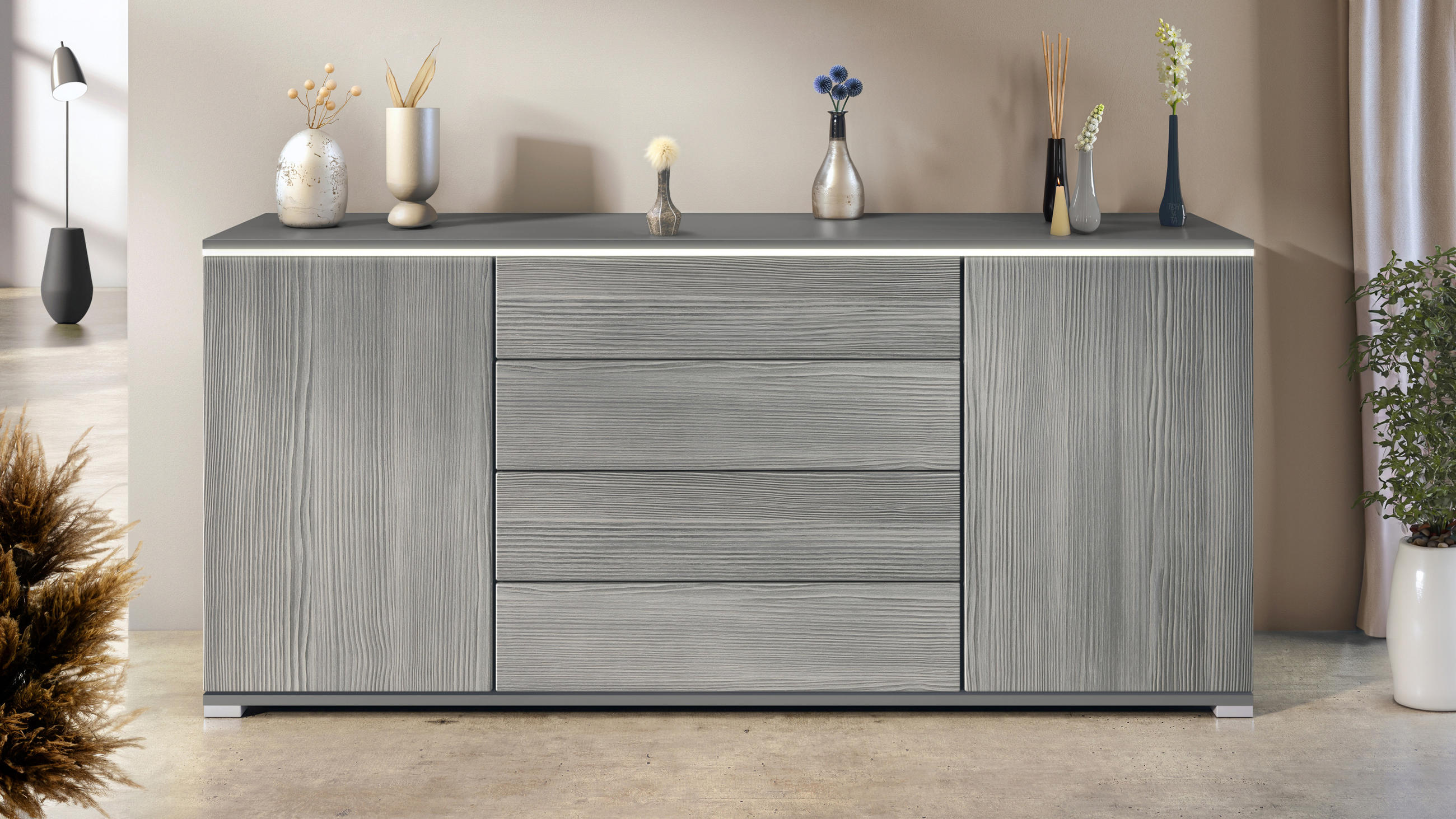 SIDEBOARD Faro Avola-Anthrazit - Anthrazit, Holzwerkstoff (166.5/75.5/35cm) - Vladon