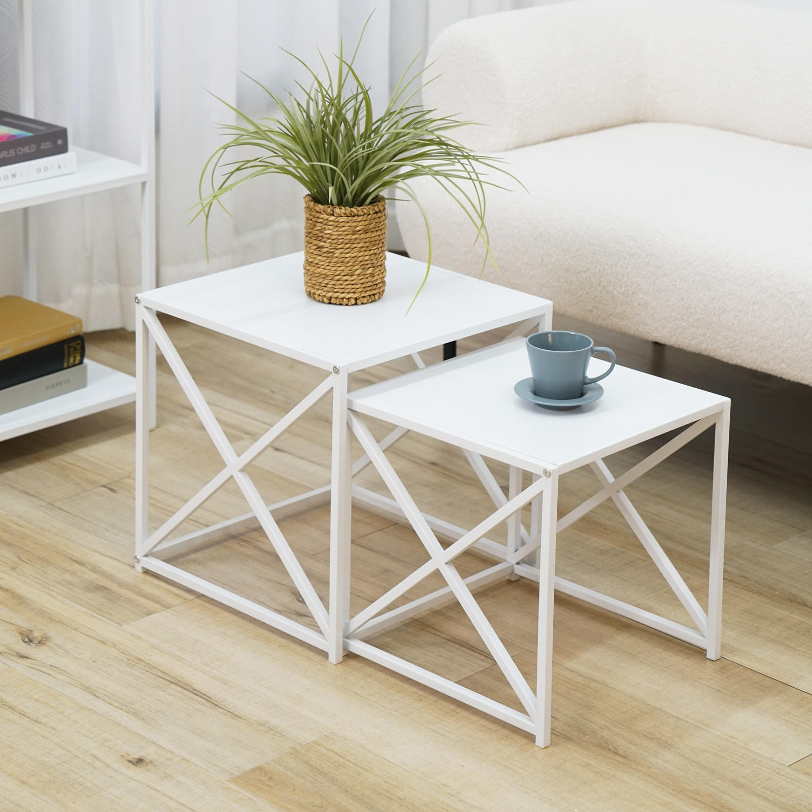 BEISTELLTISCH GEMO 2er Set Weiß - Weiß, Metall (40/40/40cm) - SVITA