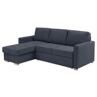 ECKSOFA mit Auszugsbett Kaysa Flachgewebe dunkelblau - Dunkelblau, Kunststoff (160/229cm) - 58aufmkessel