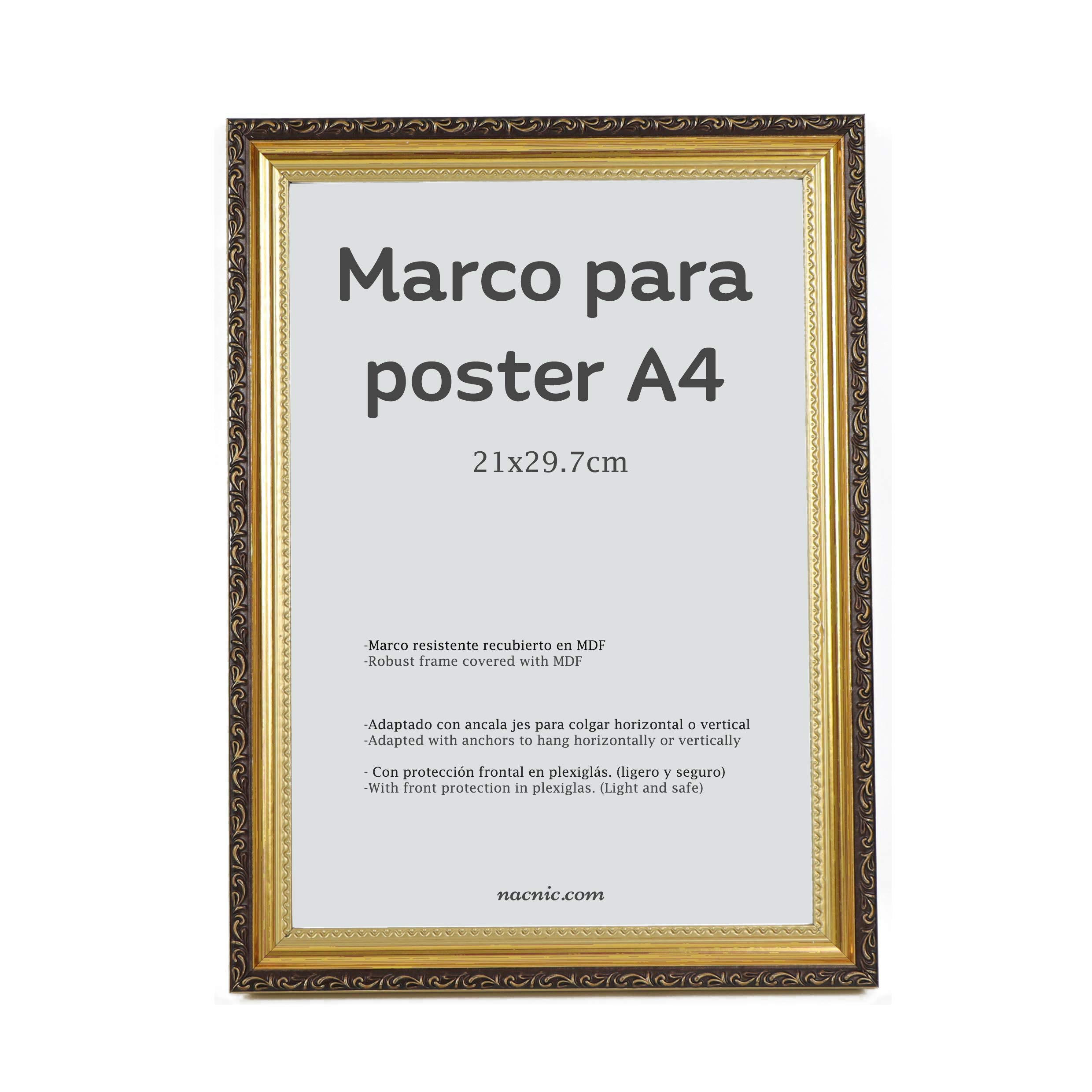 RAHMEN Set mit 3 aus MDF und Acrylglas Schutz und Aussteller für Fotografien, Bilder, Poster, Gemälde, Dekoration für Haus Farbe Hellholz A4 - Beige, Holz (21/3/29.7cm) - Nacnic