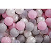 BÄLLE für Bällebad, Spielbälle, Plastikbälle für Kinder Set 50 pcs.: Rosa/Transparent/Perlweiß/Grau - Dunkelgrau, Textil (7/7/7cm) - MeowBaby