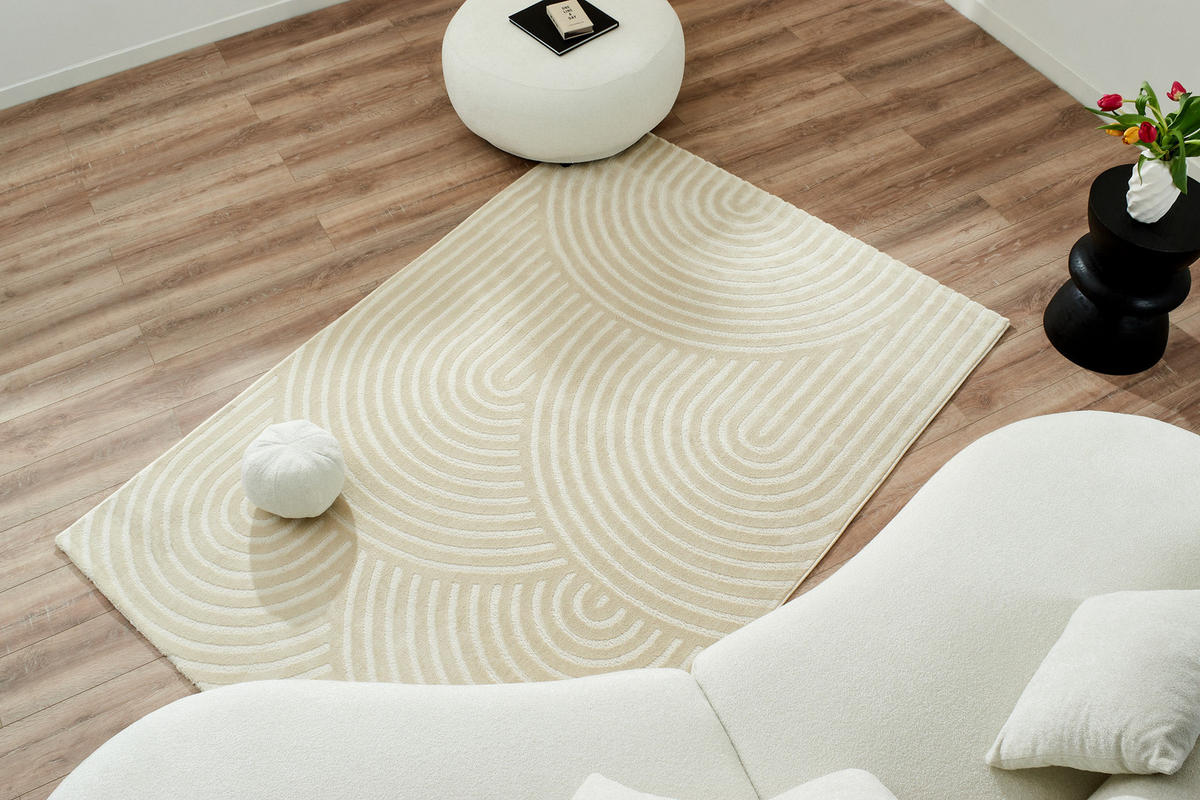 TEPPICH mit geometrischem Muster Bianca Creme 120x160 cm - Creme, Textil (120/160cm) - Nazar Rugs