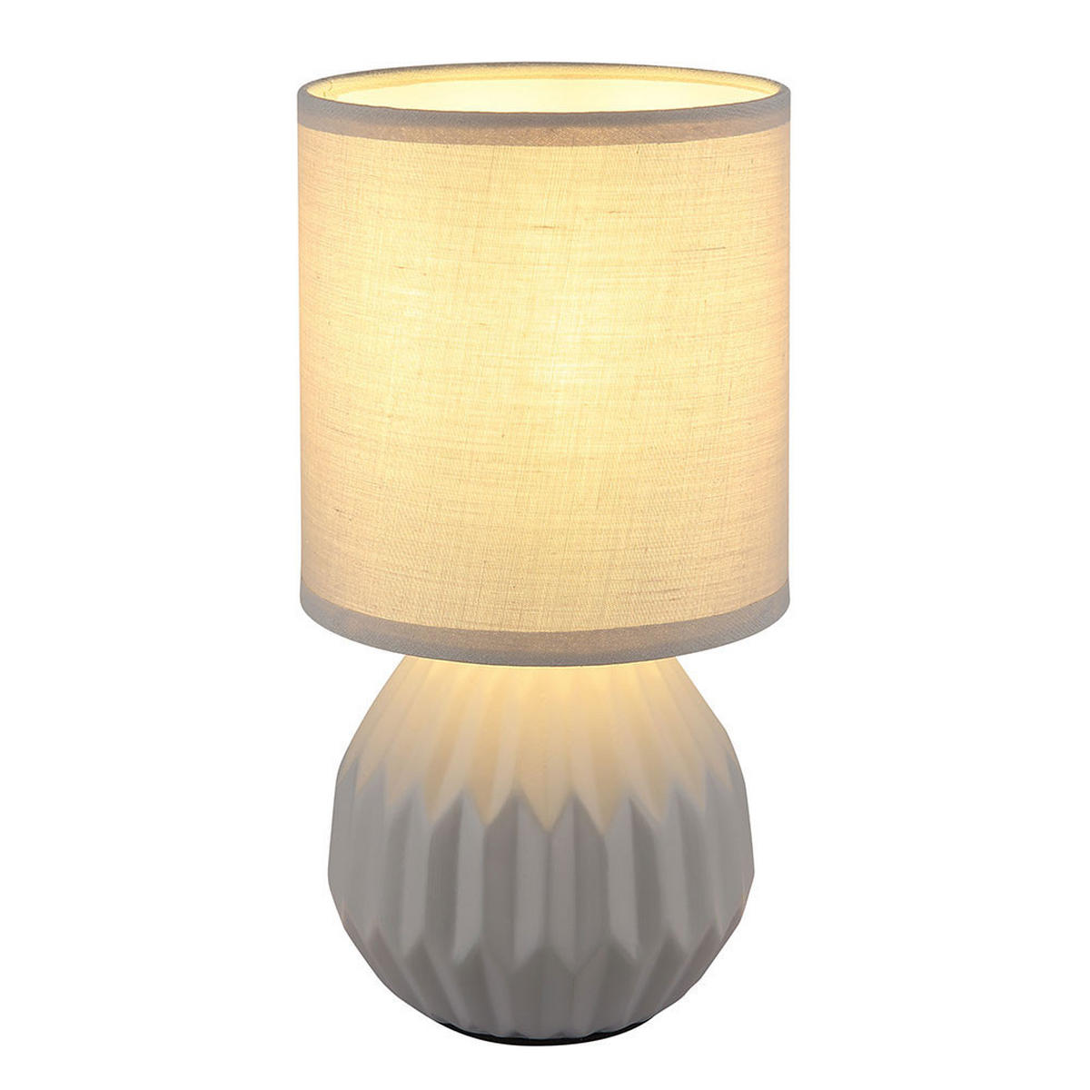 TISCHLEUCHTE SYLAS Grau Keramik Textil - Grau, Textil (12/12/23cm) - Globo Lighting