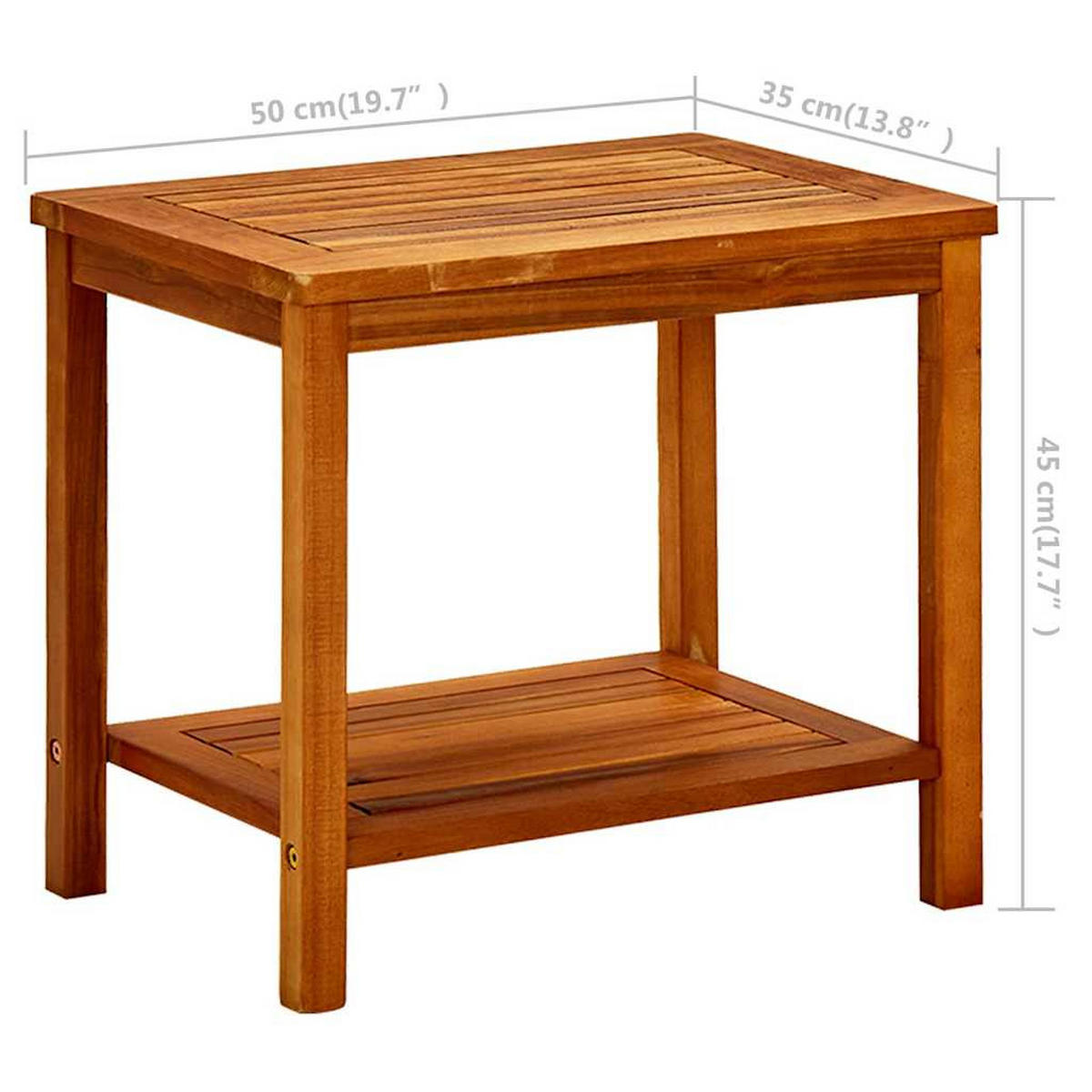 COUCHTISCH Lattendesign 50/35/45 cm aus Massivholz Akazie mit Unterer Ablage - Braun, Holz (35/50/45cm) - vidaXL
