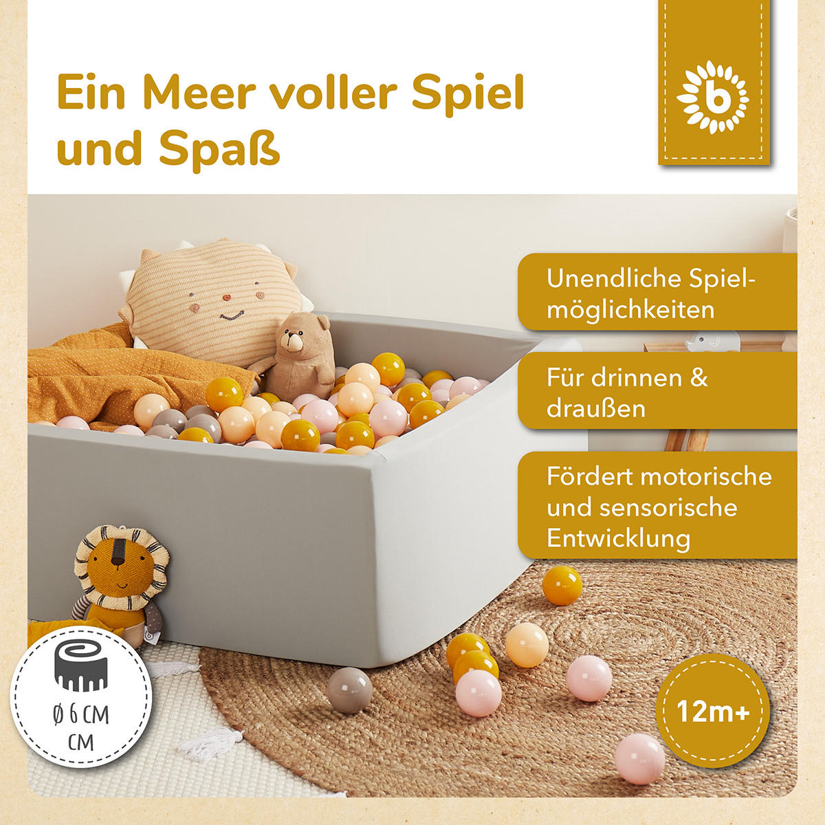 BÄLLE für Bälldebad 100 Stück Sunrise - Multicolor, Kunststoff (35/20cm) - Bieco Spielwaren