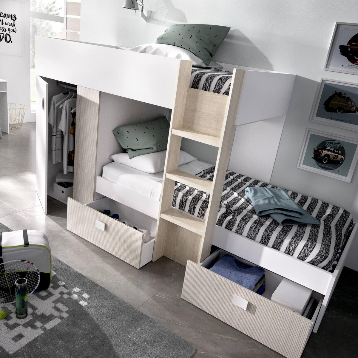 SCHLAFZIMMER Weiß, Eiche 111/271/150 cm - Eichefarben/Weiß, Holzwerkstoff (90/190cm) - DMORA