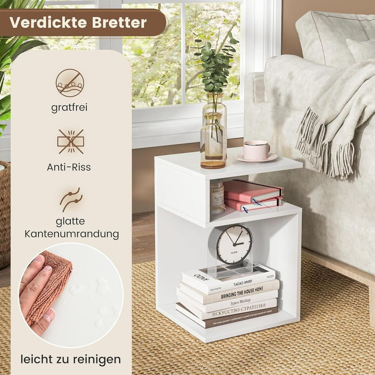 BEISTELLTISCH 50cm Wei& - Weiß, Holz (33/33/50cm) - COSTWAY