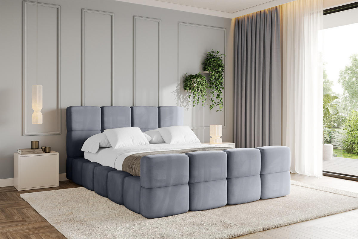 POLSTERBETT mit Bettkasten und Lattenrost, Bett mit Kopfteil, Boxbett ohne Matratze, Doppelbett mit Stauraum - NATA-Z 120x200 Grau - Grau, Holzwerkstoff/Textil (120/200cm) - ALTDECOR