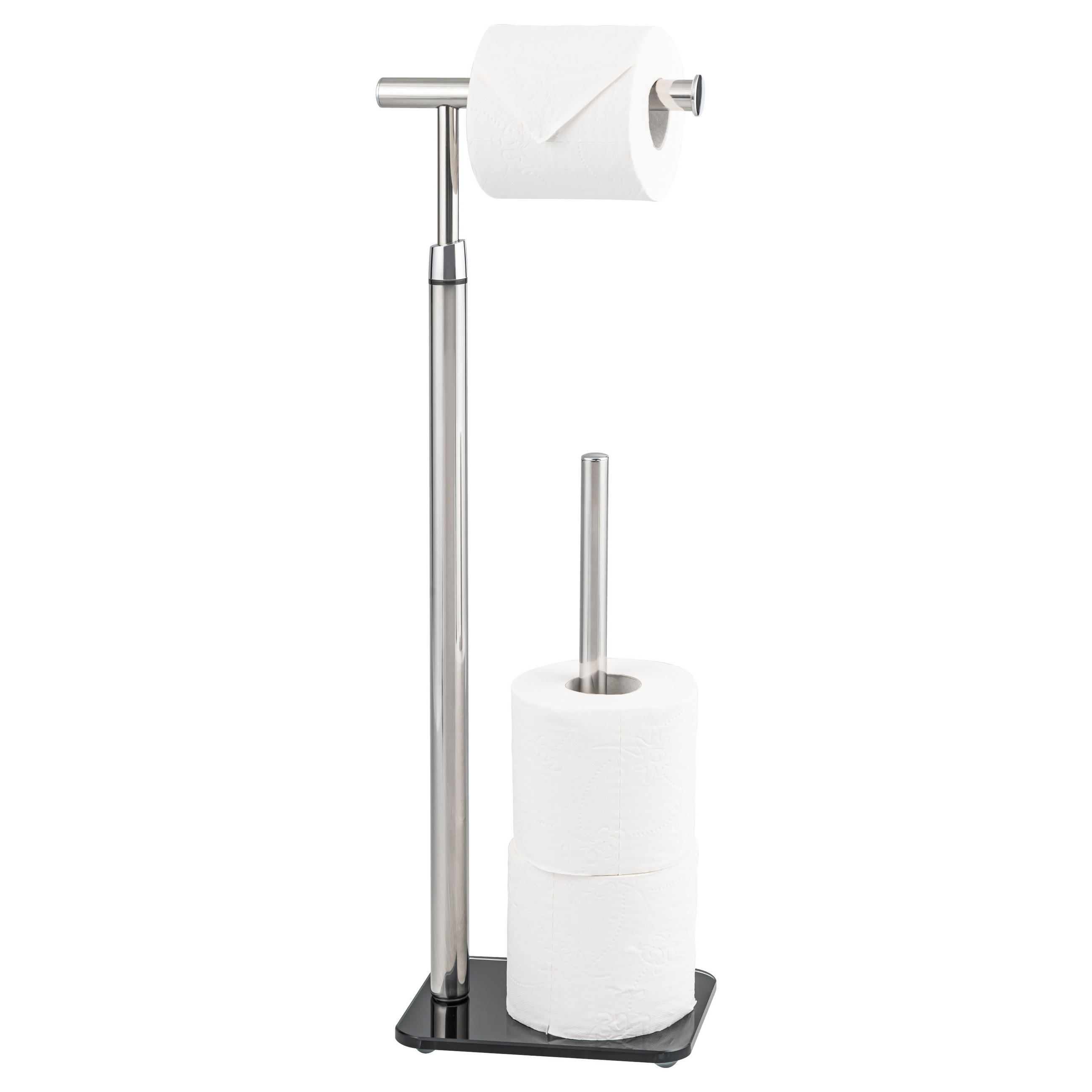 STAND-WC-ROLLENHALTER, schwarz - Schwarz, Metall (19/56/13cm) - bremermann