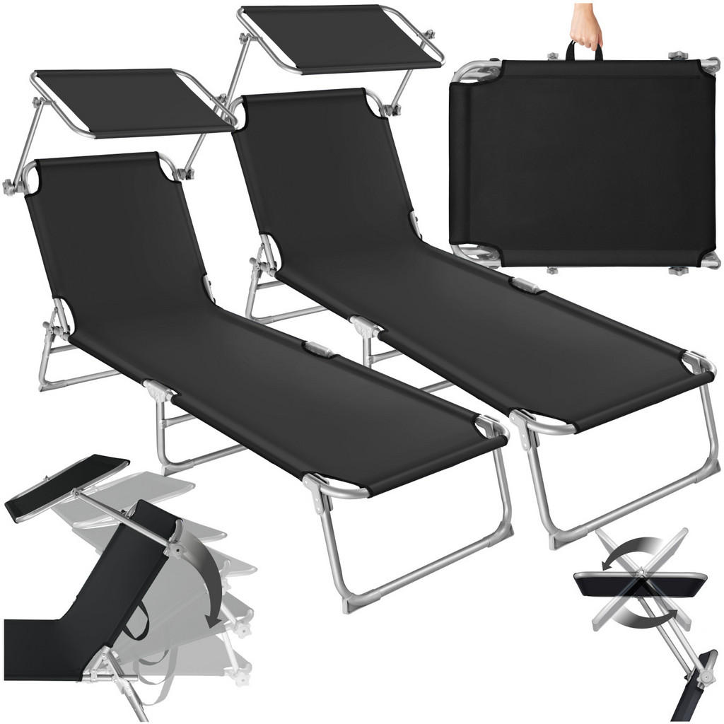 Thumbnail - tectake Gartenliege, Schwarz, Kunststoff, 68x28x190 cm, Gartenmöbel, Gartenliegen