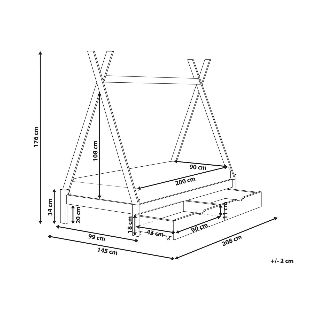 KINDERBETT 90x200 cm Heller Holzfarbton Devay - Hellbraun, Holz (90/200cm) - Beliani