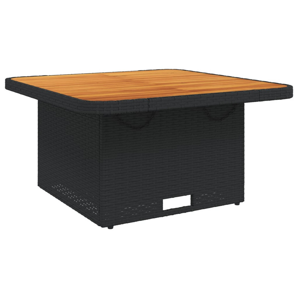 GARTENTISCH Schwarz 80/80/71 Cm Poly Rattan Und Akazienholz - Schwarz, Kunststoff (80/80/71cm) - vidaXL