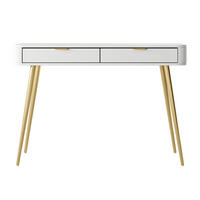 KONSOLENTISCH Oval Weiß 112 cm - Goldfarben/Weiß, Holzwerkstoff/Metall (38/112/78cm) - Selsey