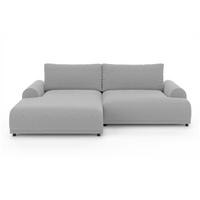 ECKSOFA mit Schlaffunktion, Bettkasten, extrabreite Ottomane links, abgerundete Armlehnen, B240/T145/H81 cm, Chenille Hellgrau / 21026 - Hellgrau/Schwarz, Kunststoff/Textil (240/145cm) - luma-home