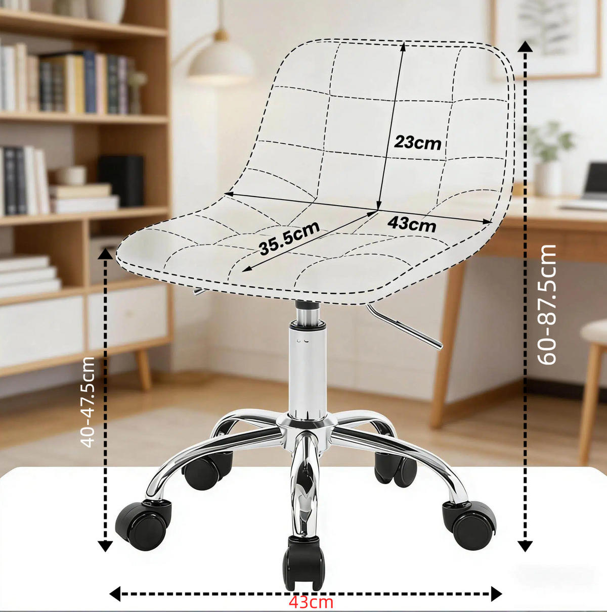 BÜROSTUHL in Dunkelgrau 43x43x67,5 cm mit Samtbezug, höhenverstellbar und drehbar - Dunkelgrau, Metall (43/67.5/43cm) - IVMEU