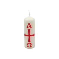 OSTERKERZE 150 x Ø 50 mm Alpha, Omega - Beige, Paraffin (5/15/15cm) - Kopschitz Kerzen