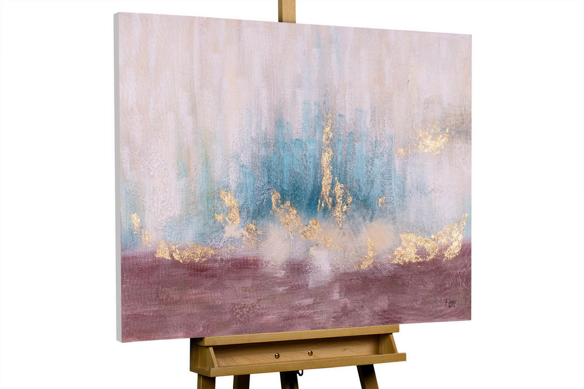 ACRYLBILD HANDGEMALT 100/75 cm - Türkis, Holz/Textil (100/75cm) - KUNSTLOFT