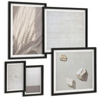 BILDER SET 5er Set - 50x50 cm & 20x30 cm & 40x60 cm Schwarzer Rahmen - Zarte Boho-Texturen der Natur - Schwarz, Kunststoff (40/60cm) - TULUP