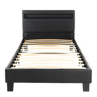 LED BETT ASTRO - Schwarz, 90 x 200 cm - Schwarz, Kunststoff - Home Deluxe