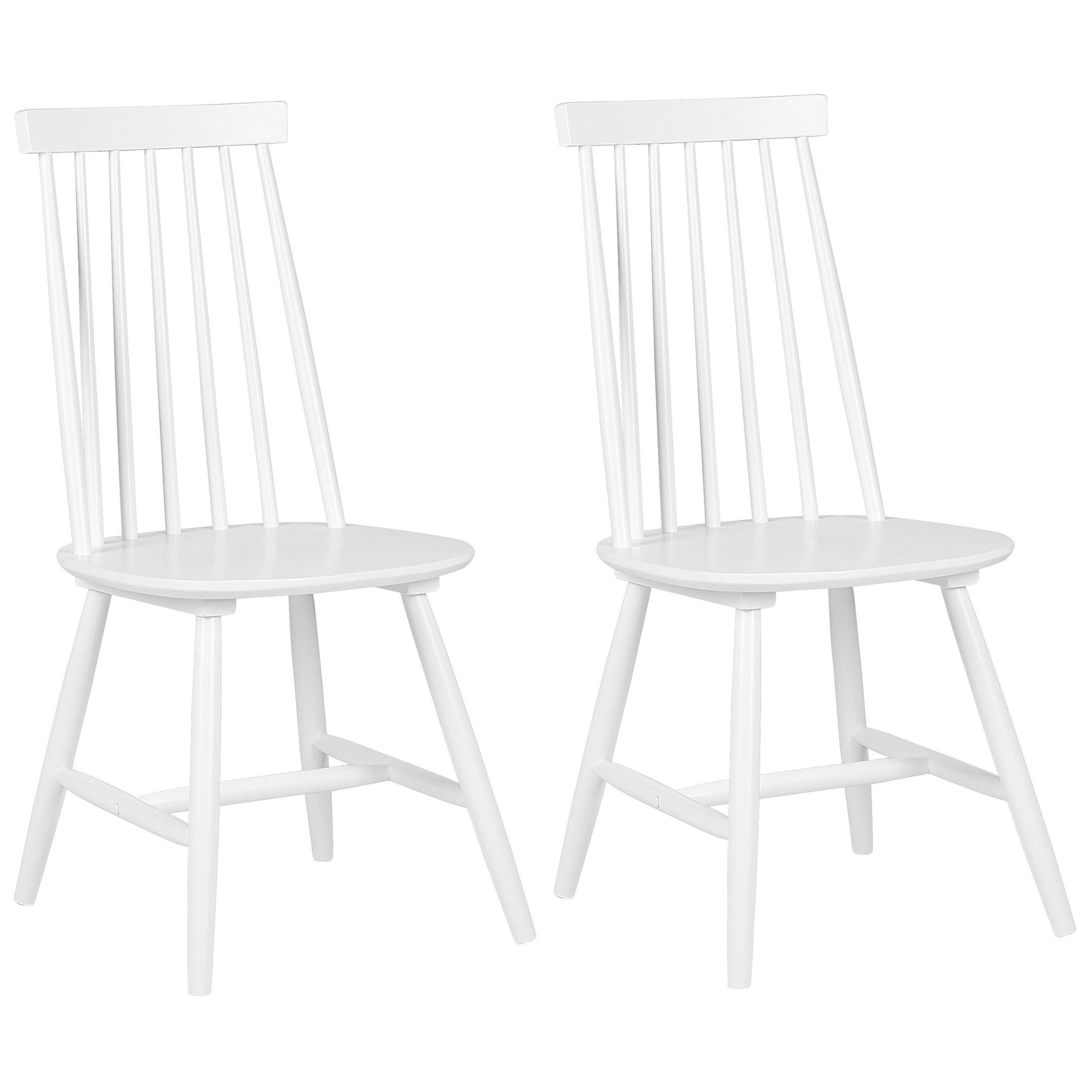ESSZIMMERSTUHL 2er-Set Gummibaumholz Weiß Burbank - Weiß, Holz (44/93/44cm) - Beliani