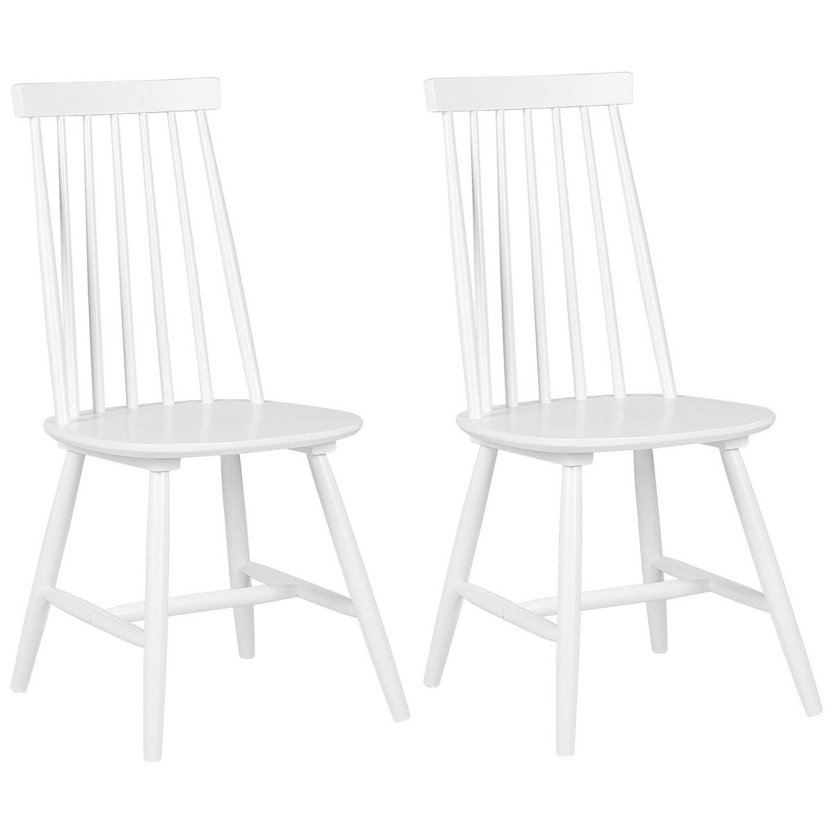 ESSZIMMERSTUHL 2er-Set Gummibaumholz Weiß Burbank - Weiß, Holz (44/93/44cm) - Beliani