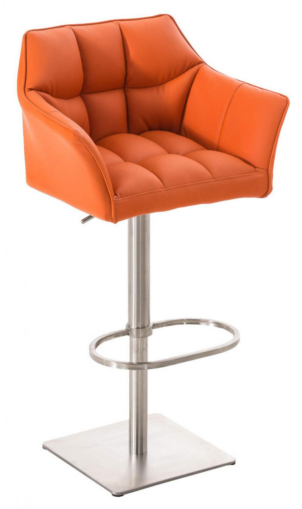 BARHOCKER 2er Set Lederlook Orange - Edelstahlfarben/Orange, Textil/Metall (64/88/45cm) - CLP