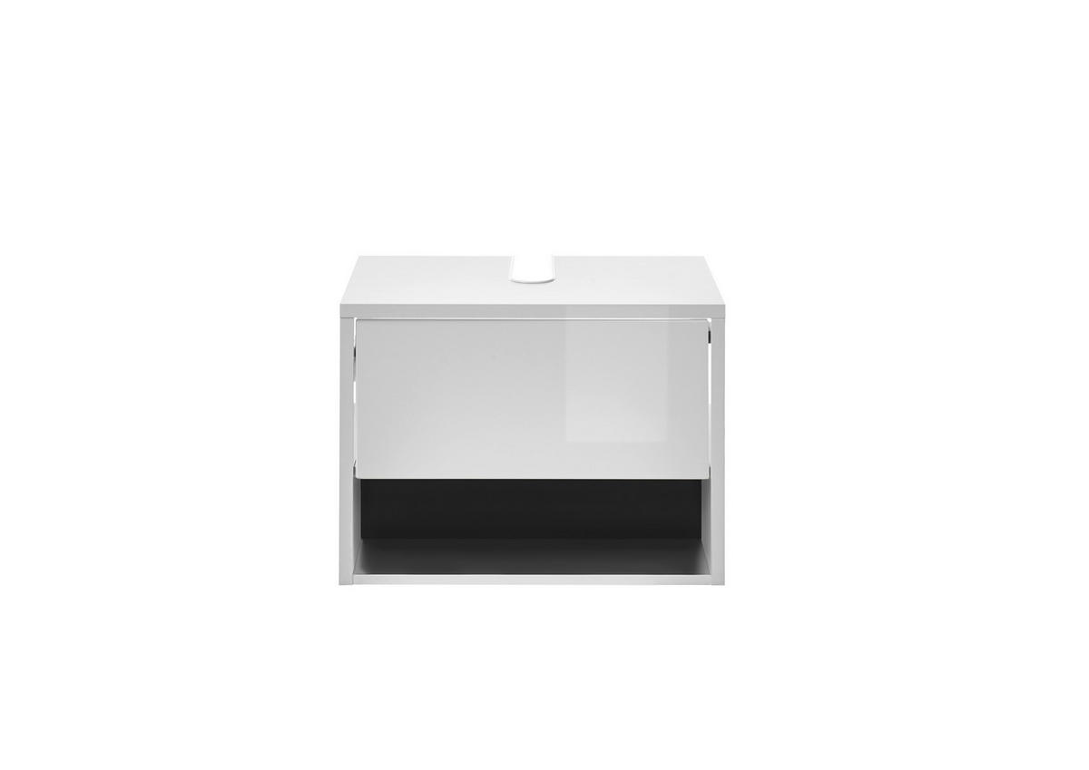 WASCHBECKENUNTERSCHRANK M20 Weiß Hochglanz & Anthrazit 60/44/46 cm schmal - Weiß Hochglanz/Anthrazit, Holzwerkstoff (60/44/46cm) - Livojo